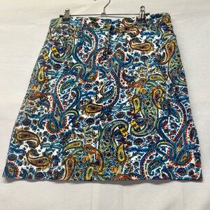 Jones New York Sport Blue and Yellow Paisley  Skirt 8